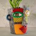 thumbnail image 4 of Abstract Rainbow Head Planter, Graffiti Face Planter with Drainage, Flower Plant Pots for Indoor Plants A Large Size, 4 of 5
