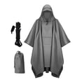 thumbnail image 2 of Poncho de lluvia con capucha jinwen Capa de lluvia con bolsillo Chaqueta impermeable de manga larga con cordón Gris Poncho Adulto, 2 of 8