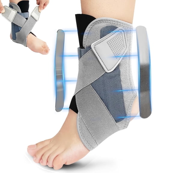 Ankle Brace With Metal Stabilizers For Men & Women,No-Lace ankle wrap Support For Sprained Ankle, Slim-Fit Ankle Support Brace For Running, Basketball, Hiking
