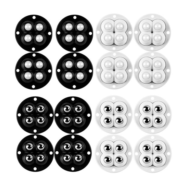Mini ruedas giratorias con cuentas de acero Sin ruido Ruedas pequeñas autoadhesivas ( ) Negro 4 piezas