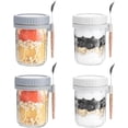 thumbnail image 1 of 4 Pack Overnight Oats Jar,Overnight Oats Containers with Lids and Spoons,Reusable Wide Mouth Mason Jars for Overnight Oats,Meal Prep Containers with Lids,12 oz Glass Jar,Canning Jars,Food Jars, 1 of 7
