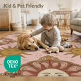 thumbnail image 4 of ODIKA 9'x12' Washable Area Rug Pink Pretty Boho Mystical Cosmic Border Traditional Ornate Retro for Master Suite, California King, Under Bed, Non-Shedding, Easy Care, 4 of 7