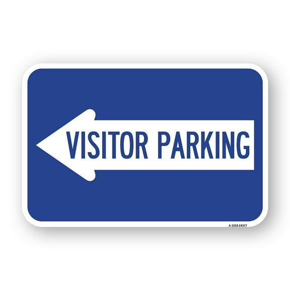 SignMission A-1218-24377 12 x 18 in. Aluminum Sign - Visitor Parking with Left Arrow