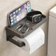 thumbnail image 4 of Black Aluminum Wall-Mounted Toilet Paper Holder with Shelf, No-Drill Adhesive Installation for Bathroom Use, 4 of 5