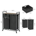thumbnail image 5 of 3-Compartment Laundry Sorter, Home 2-Tier Laundry Hamper with 1 Drawer and 2 Laundry Sort with Bags, Classify Laundry Basket for Organizing Underwear, Socks and Dark/Light Clothes, Rustic Brown, 5 of 8