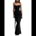 thumbnail image 1 of Vestido Tubo con Hombros Descubiertos para Mujer, Estilo Corsé, Plisado, Ajustado, para Invitada de Boda Formal, Conjunto de Dos Piezas. Negro XS, 1 of 9