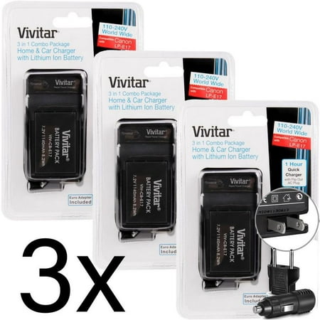 3x Vivitar New LP-E17 Canon Replacement Battery for Canon Rebel SL2 T7i T6i DSLR