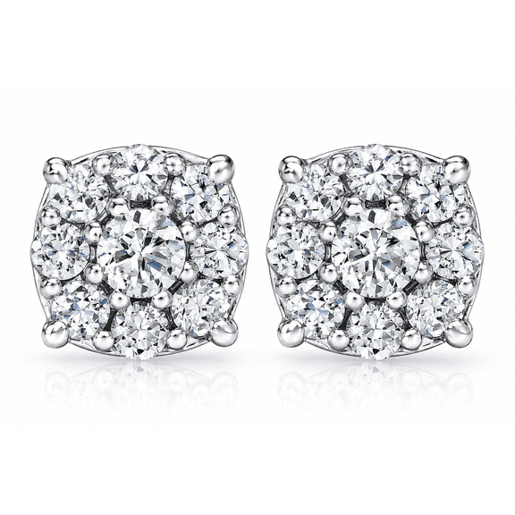 Pompeii 1 Carat Halo Diamond Studs 14K White Gold (H-I,I1-I2)