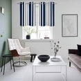thumbnail image 5 of 2 Panels Kitchen Tier Curtains 39 Inch Length, Navy Blue Grey Striped Grommets Window Treatment Curtain, Modern Minimalist Ombre Lines Thermal Curtains Drapes for Living Room/Bathroom, 5 of 9