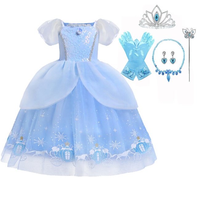 Disfraz de princesa cenicienta de Disney para niñas, vestido de baile de fiesta para niños, ropa de Halloween Fivean unisex