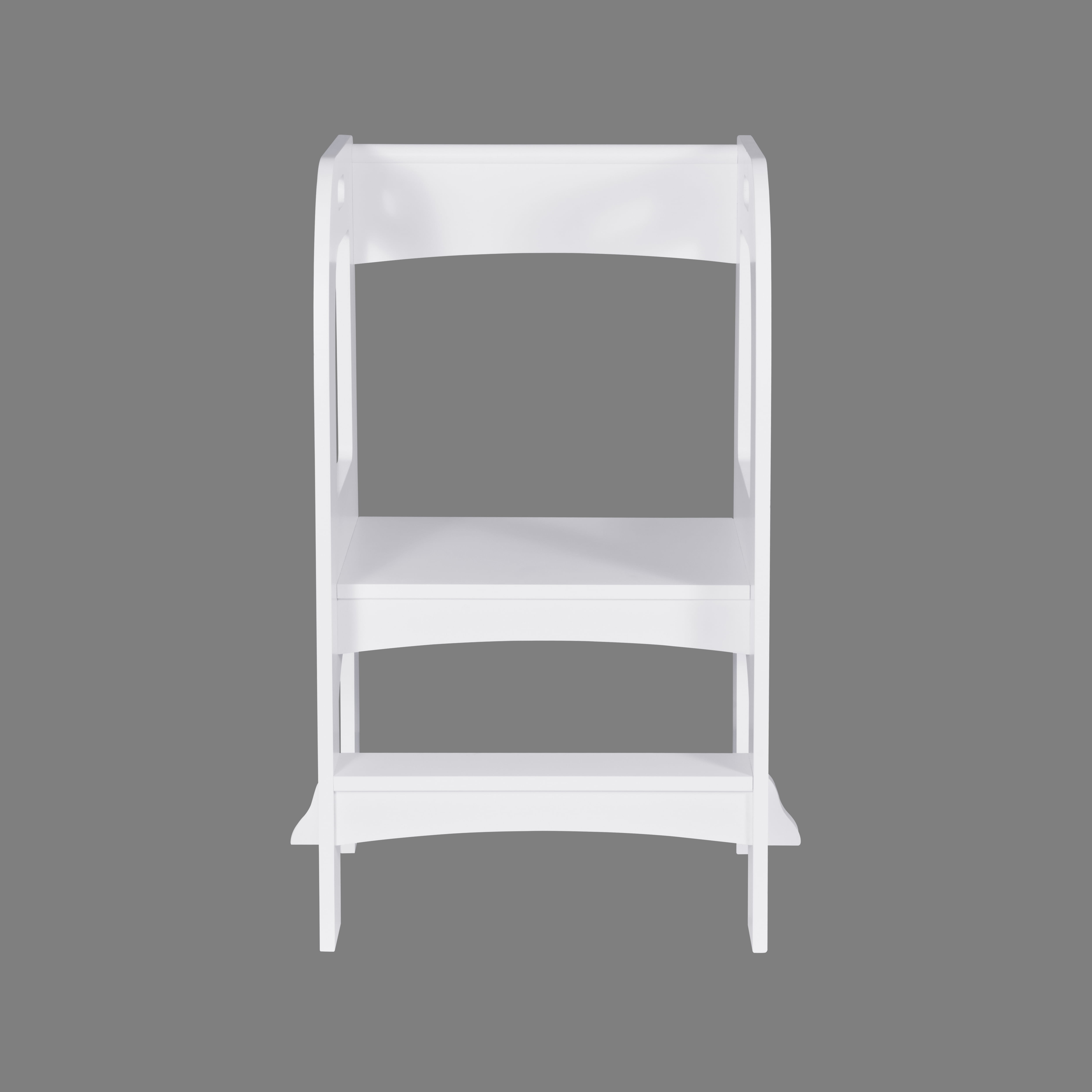White Toddler Learning Standing Tower, MDF Kids Kitchen Helper Step Stool, Supports Up to 50 LBS for Kitchen Counter & Bathroom Daily Use
