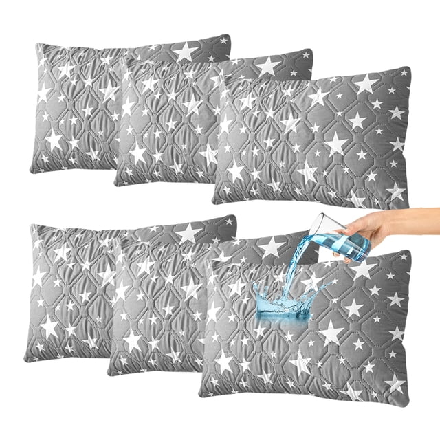 Amorosa 6 Piezas Fundas de Almohadas Impermeable de Triple Capa Funda de Almohada Sofá Transpirable Protector de AlmohadaI Lavable Máquina para Hogar Hotel Estrellas Estándar-50*80cm