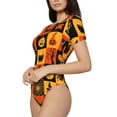 thumbnail image 2 of Easygdp Halloween Banner Symbols Women's One-Piece Swimsuit Slim Fit Crew Neck Bodysuit Athletic Swimwear with Concealed Buckle - Large, 2 of 9