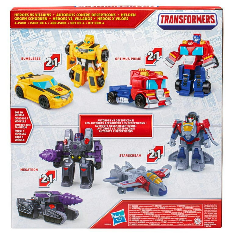 Transformers Toys Heroes vs Villains 4 Pack Preschool Robot Toys