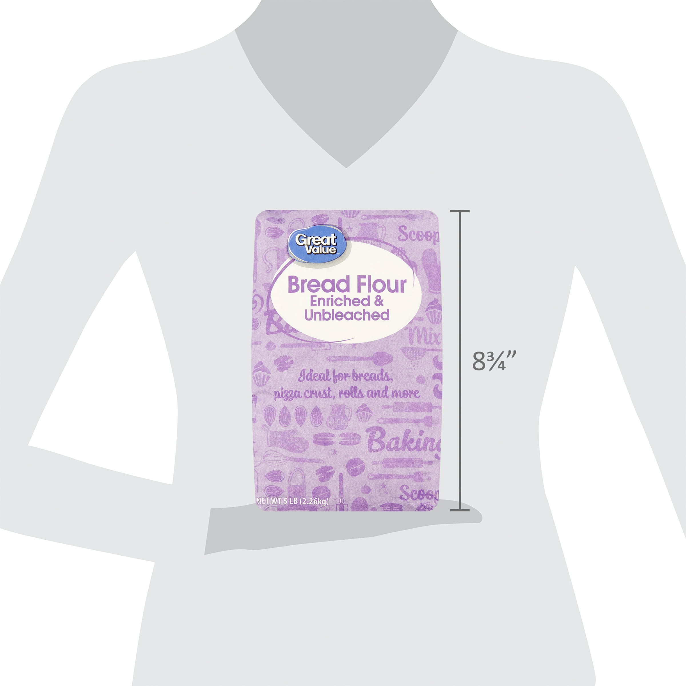 Great Value Enriched and Unbleached Bread Flour, 5 lb Bag