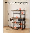 thumbnail image 3 of KFFKFF Kitchen Bakers Rack, 4.6ft Power Cable Bakers Rack with Power Outlet, Kitchen Stand with X-Shaped Support Bar, 8 S-Shaped Hooks, Coffee Bar Stand, 3 of 9