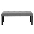 thumbnail image 6 of GZXS 47.24" Linen Upholstered End of Bed Bench with Tufted Button Seat, Farmhouse Padded Dining Bench with Solid Wood Legs, for Kitchen, Living Room, Hallway (Gray), 6 of 8