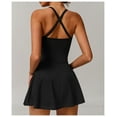 thumbnail image 4 of PISONIC Womens Tennis Golf Dress with Built-in Bra Shorts Cross Backless V Neck Twist Front Hem Athletic Dresses, 4 of 6