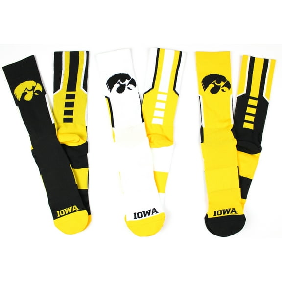 Iowa Hawkeyes 3 Piece Sport Performance Socks Bundle - Donegal Bay - Unisex - One Size - Crew
