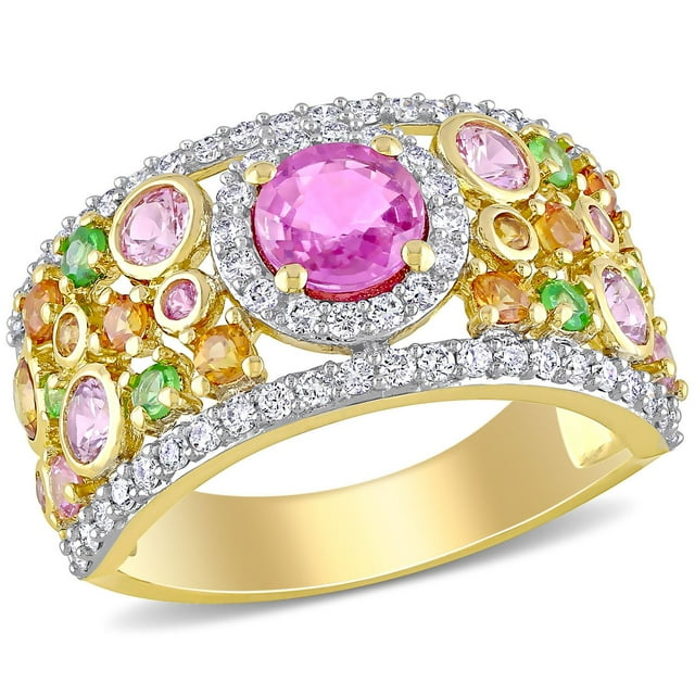 Multi-Color Sapphire & 0.45 CT. T.W. Diamond Ring in 14K Gold
