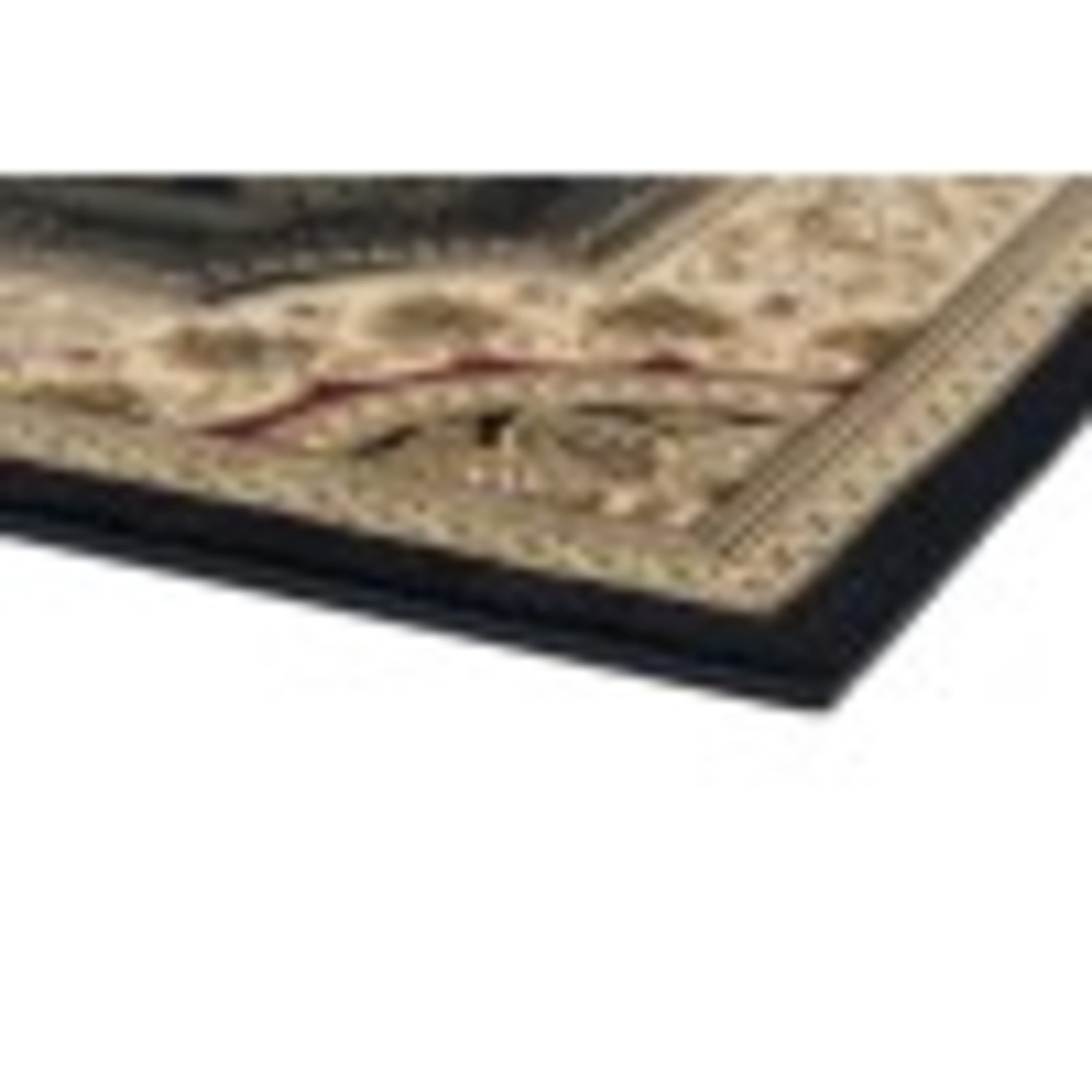 Sensation Traditional 2' x 7' Black and Beige Polypropylene Indoor Area Rug