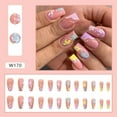 thumbnail image 2 of rynn&rae W170 Square Medium Long Press on Nails Tips Full Cover Fake French Blue Orange Green Pink Rainbow White Rhinestones Summer Uñas Postizas 24 ct/pk, 2 of 4