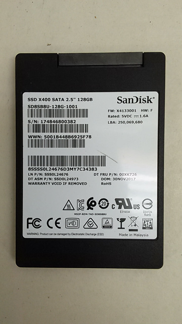 Begivenhed Athletic Bebrejde Used SanDisk SD8SB8U-128G SSD X400 128GB 2.5" SATA III (6.0Gb/s) Solid  State Drive - Walmart.com