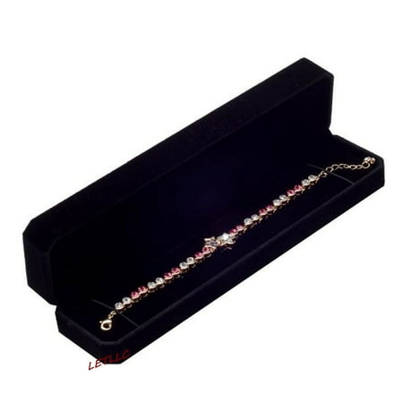 Small Pendant Box - Lily Treacy Deluxe Black Velvet Bracelet Necklace Watch Box Case Pendant Chain Gift, Holidays