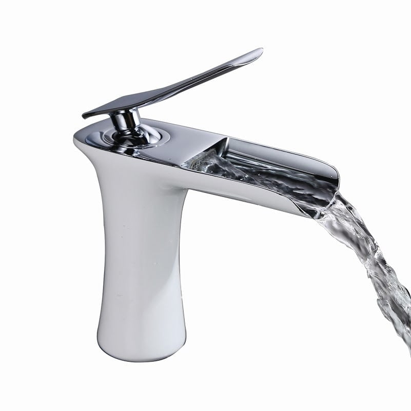 Sumerain Chrome And White Single Hole Waterfall Bathroom Faucet