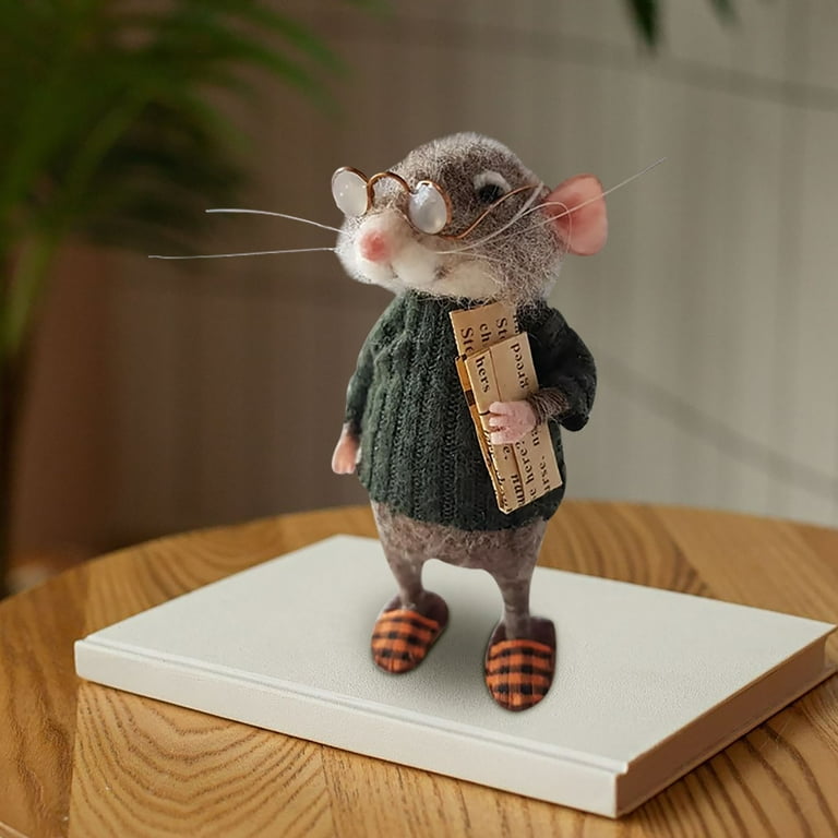 Cute Needle Felted Mouse,Christmas Wool Felt Mouse Ornament, Cute