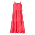 thumbnail image 4 of Femmes Été Robes Lâches Couleur Unie Col Carré Sans Manches Décontracté Robe d'Une Seule Pièce avec Ourlet à Volants pour Dames S / M / L, 4 of 7
