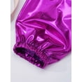 thumbnail image 6 of iixpin Kids Girls Metallic Jazz Dance Outfit Short Sleeve Sparkly T-shirt and Pants 2 Piece Hip Hop Dancewear Purple 2-3, 6 of 7