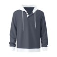 thumbnail image 2 of Admvng Mens Hooded Shirt Drawstring Hood Long Sleeve Casual Hoodie, 2 of 6