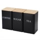 thumbnail image 1 of 3 Piezas de Latas Selladas de Piezas, Estilo y Simple, Tapa de Bambú, Lata de Té de Hierro, Almacenamiento de Refrigerios, Lata Cuadrada en Grano de Café, Negro, 1 of 5