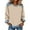 Beige, variant on Women's Denim Trim Sweatshirt, Crewneck Pullover with Denim Accents, Long Sleeve Casual Loose Fit Top, Streetwear Fashion Crewneck Sweatshirt Brown XXXL