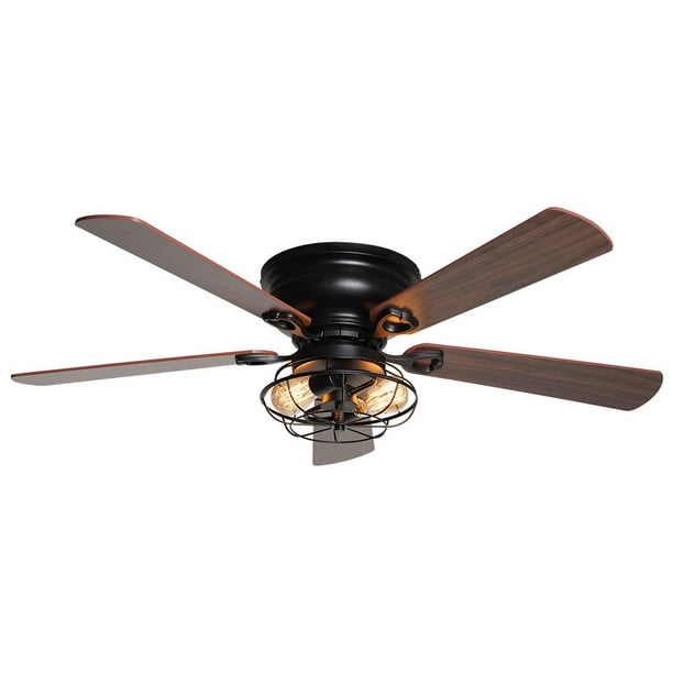 48 Inch Vintage Ceiling Fan With Lights And Remote Control 5 Blades Reversible Chandelier Indoor Flush Mount 2 Edison Bulbs Not Included Black Com - Remote Control Ceiling Fan Not Working