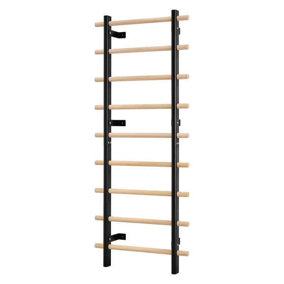 VEVOR Swedish Ladder Wall Gym, 9-Level Swedish Ladder Suspension Trainer,330LBS Loading Solid Wood   Carbon Steel Gymnastics Stall Bars for Adult, Compatible with 3.15" x 3.15" Power Rack Accessories