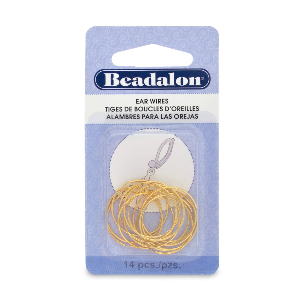 Beadalon Ear Wires, Beading Hoops, Gold Color, 20mm, 14/Pkg. Walmart