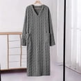 thumbnail image 2 of Jopfuhed Womens V-Neck Fleece Robes Fluffy Plush Bathrobe Long Housecoat with Pockets Winter Warm Cozy Loungewear Sleepwear, 2 of 7