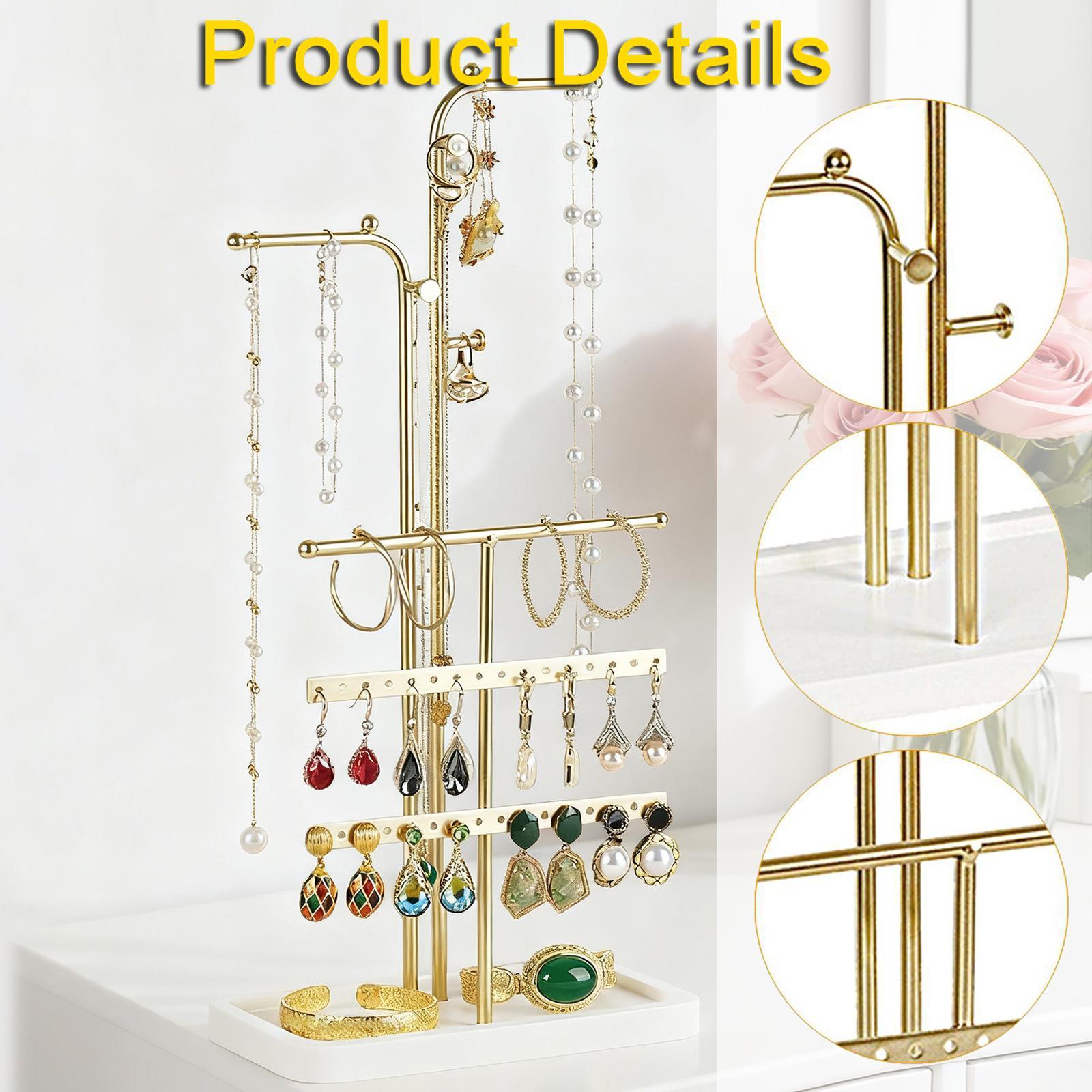 Milageto Jewelry Tree Stand Necklace Hanger Decorative Storage Tier Necklace Bracelet Organizer Showcase for Hair Accessories Bracelet
