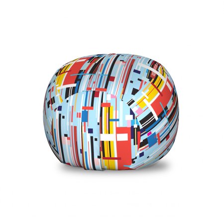 Modern Storage Toy Bag Chair  Colorful Demonstration of Digital Stripes Graphic Effects and Geometric Motifs  Stuffed Animal Organizer Washable Bag  Small Size  Multicolor  by Ambesonne