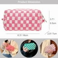 thumbnail image 6 of Checkered Makeup Bag for Purse Portable Zipper Make Up Pouch Small Cosmetic Case for Travel Accessories Pink White, 6 of 10