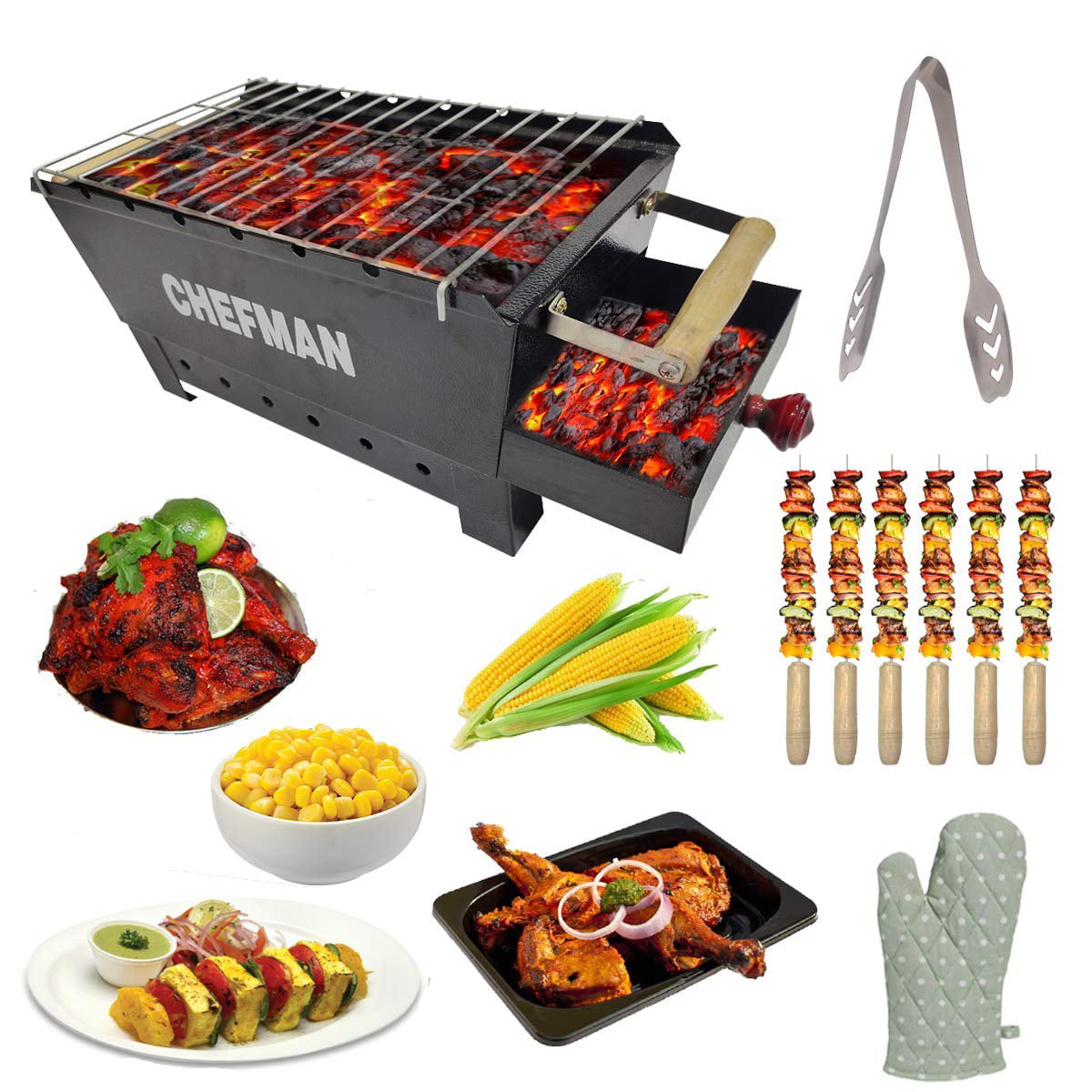 SQUARO ONLINE STORE Foldable Barbeque charcoal Grill Set Tandoor