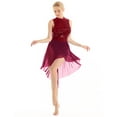 thumbnail image 2 of Alvivi Women Girls Lyrical High Low Dance Costume Shiny Sequins Ballet Dance Dress Leotard Wine_Red Large, 2 of 7