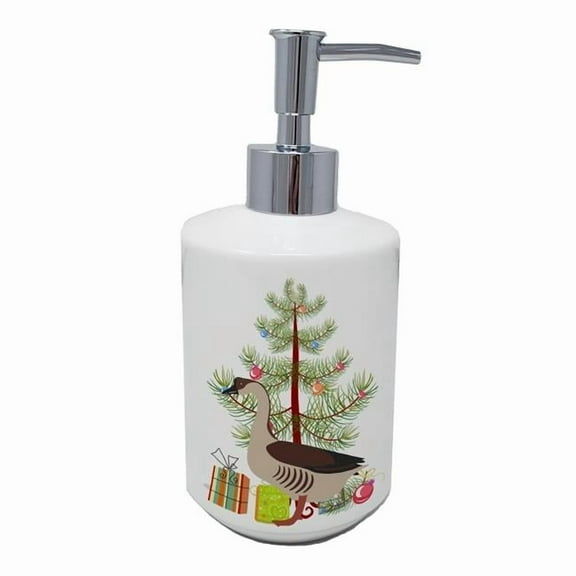 7 x 3.5 in. Unisex Chinese Goose Christmas Ceramic Soap Dispenser, Teal