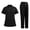 Black, variant on VIAOLI Scrubs for Women Set-Zipper Collar top & Straight Pants Scrubs set Medical Nursing uniforms Clearance