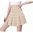thumbnail image 1 of Falda corta plisada de cintura alta para mujer y niña, estilo skater, para tenis y escuela, 1 of 4