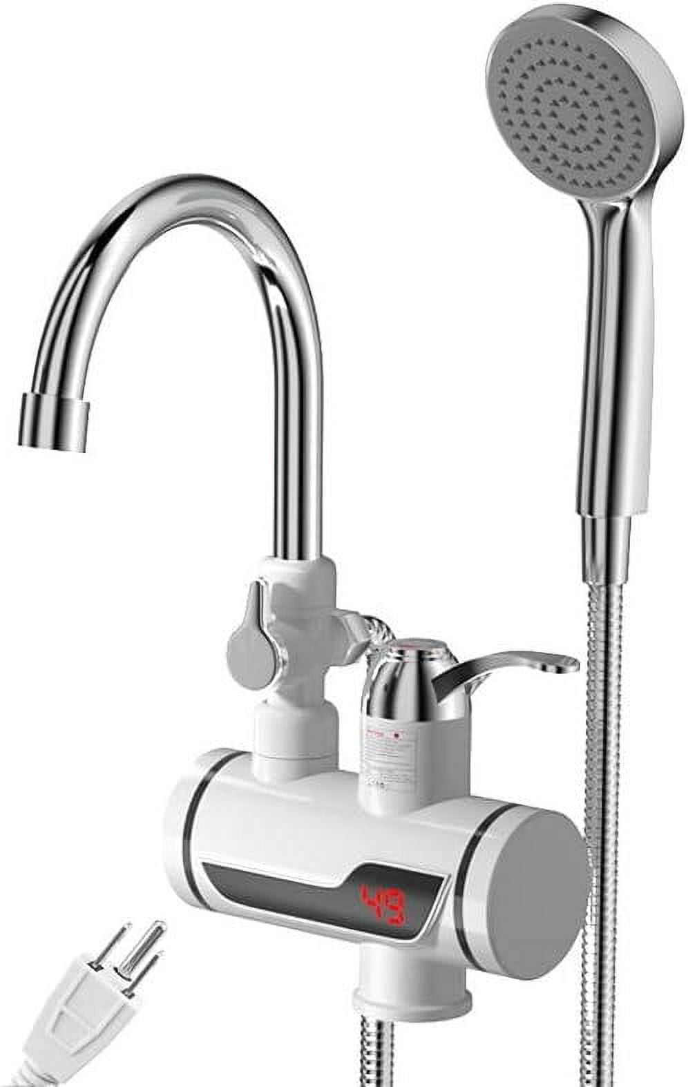 Ifcow Electric Shower Water Heater Instant Hot Water Faucet 360° Rotating Fast Heating Water Tap Tankless Water Heater with LED Display & Hose, Complete Shower Set