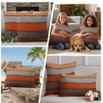 thumbnail image 5 of Orange Wooden Outdoor Waterproof Pillow Covers, Grey Stripe Gradient Country Rustic Grain Decorative Square Throw Pillowcase Sofa Cushion Sham for Patio/Couch/Chair, 18"x18" 2 Pack, 5 of 8