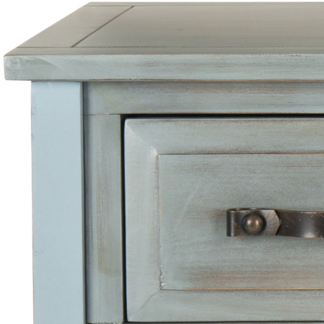 SAFAVIEH Aiden Contemporary Rustic Console Table w/ 3 Drawers, Barn Blue